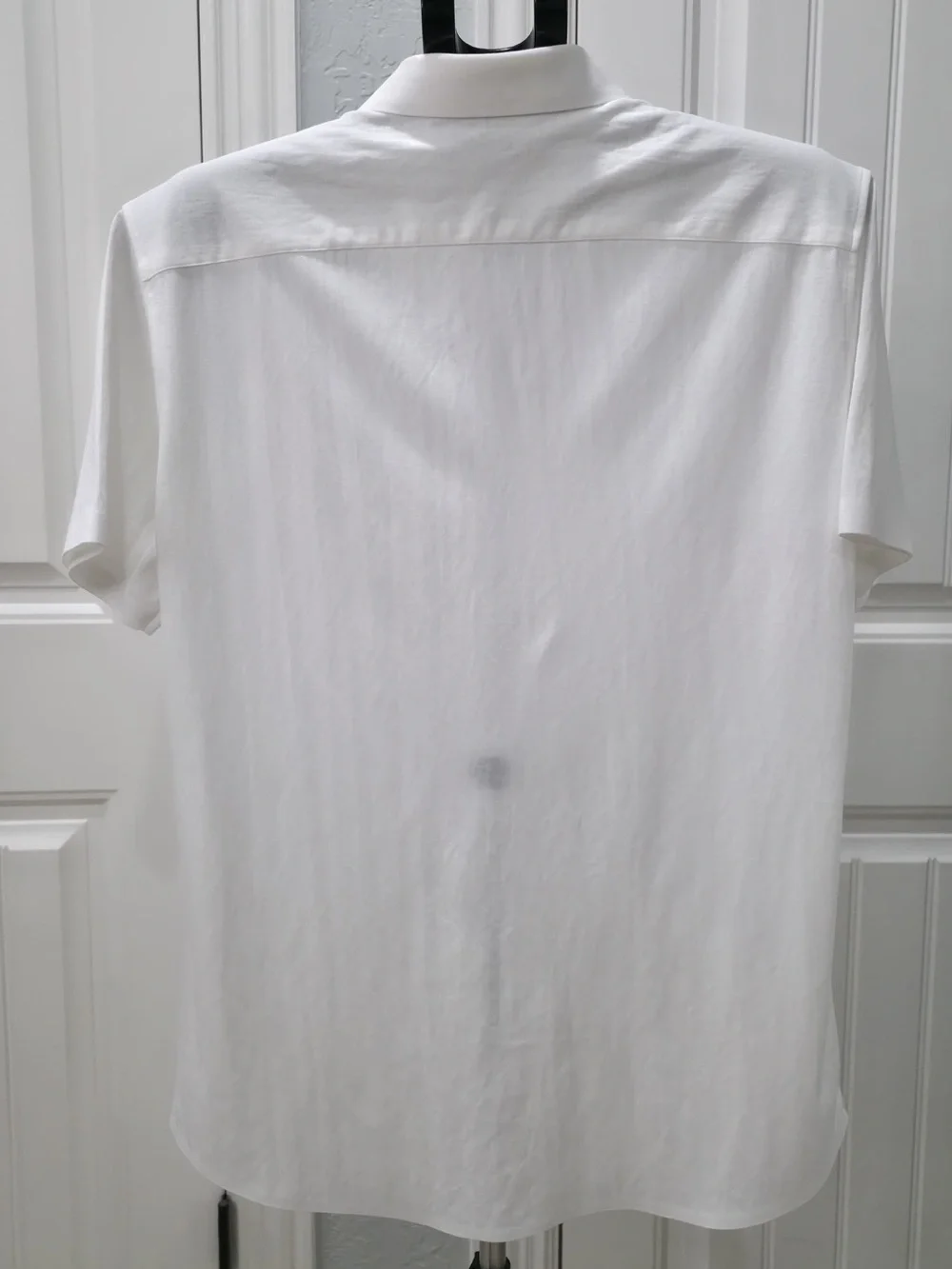 Gucci White Short Sleeve Button-Down Shirt with Gold Buttons and Logo
